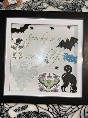 #9 Spooky Is A Way Of Life 3D Halloween Handarbeit Kunst Bild OOAK Goth Hexe