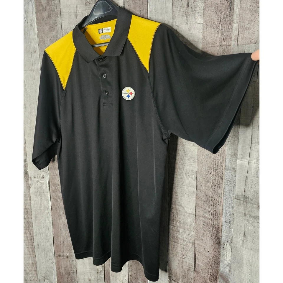 Camiseta polo del equipo de la NFL Pittsburgh Steelers fútbol americano regalo negro dorado REGALO XXL para hombre Foto 2 de 4