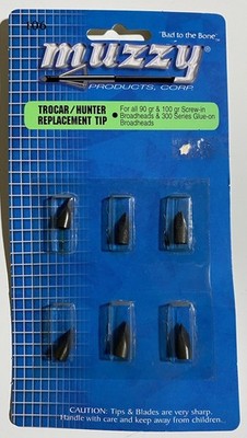 Muzzy Broadheads Trocar/Hunter Replacement Tips 90 & 100 Grain 6 Pk - Bowhunting