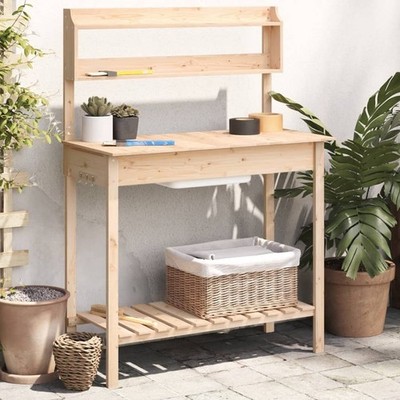 Pflanztisch mit Waschbecken Gärtnertisch Blumentisch Massivholz Tanne NEU DE
