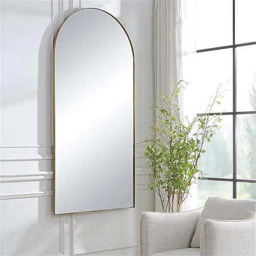 Uttermost Crosley Stainless Steel and MDF Arch Mirror in Antique Brass - Picture 3 of 6