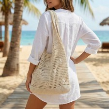 1PC Hollow Out Knitted Weave Bag Daily Crochet Tote Bag Knitted Shoulder Bag