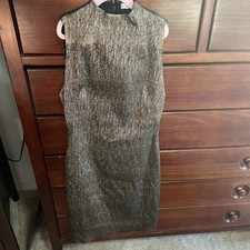 Alice + Olivia Zipper Gold Sleveless Metallic Dress