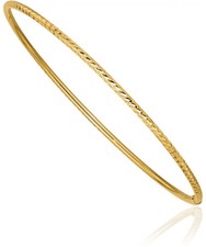 14K Solid Yellow Gold 2mm Slip On Bangle Bracelet