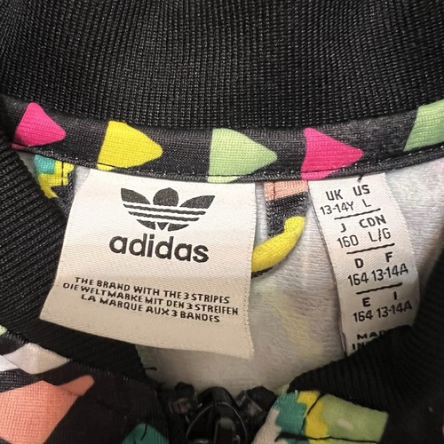 Adidas Superstar SST Geometric Track Jacket Cropped Stripes Jr Girls Size Large - Picture 3 of 4