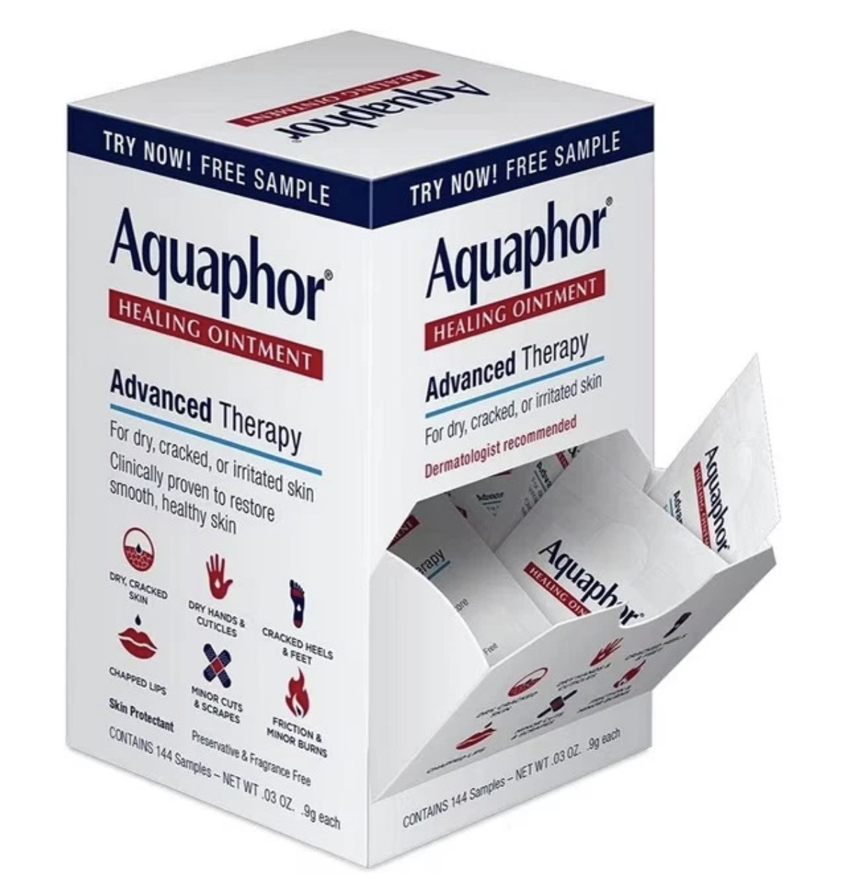 Aquaphor Healing Ointment Advanced Therapy Skin Protectant Contains 144 Packets 