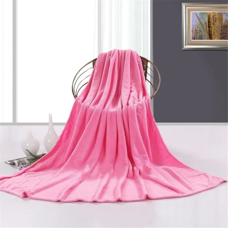 Solid Color Soft Throw Blanket Warm Blanket Travel Flannel Sofa Bed Blanket - image 4 of 4