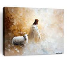 Canvas Prints Good Shepherd Jesus Wall Art Christian Religious Painting Decor