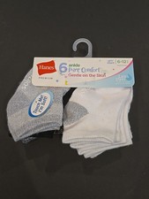 Hanes Toddler Girls' 6pk Solid Athletic Socks White/Gray/Black - 6 - 12 M E-08 
