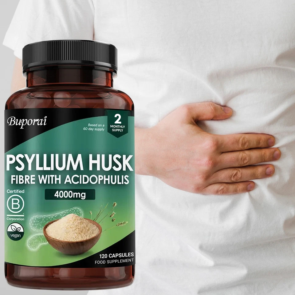 BUPORAI Psyllium Husk 4000mg - Digestive & Gut Health Support, Gluten Free, Non-GMO