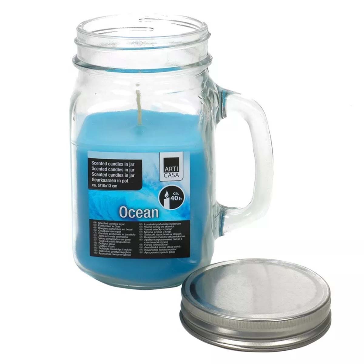 Bougie parfumée océan Articasa idée cadeau bien-être en pot bleu avec couvercle - 3
