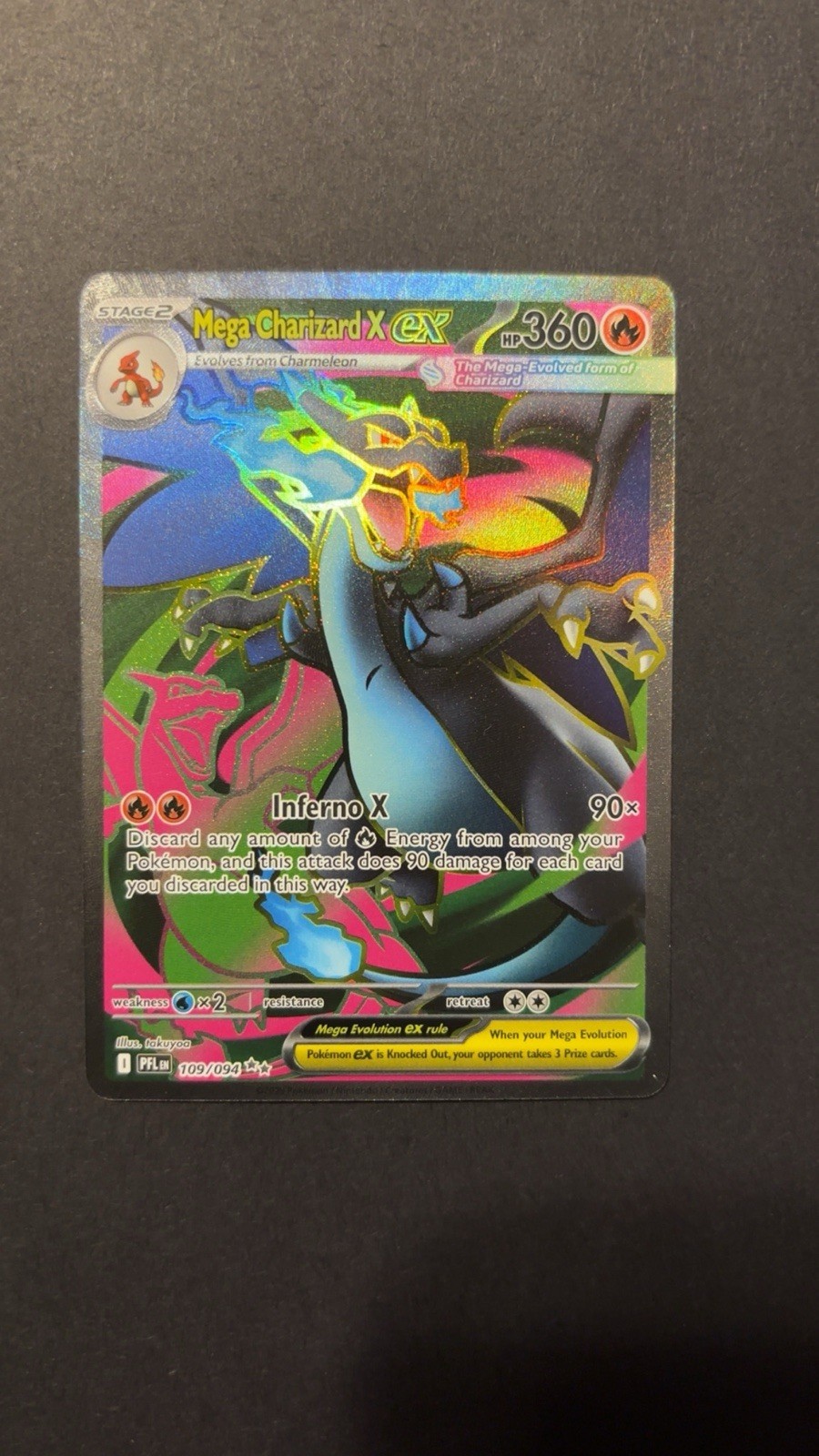 Pokemon Mega Charizard X ex 109/094 Me02: Phantasmal Flames Full Art NM