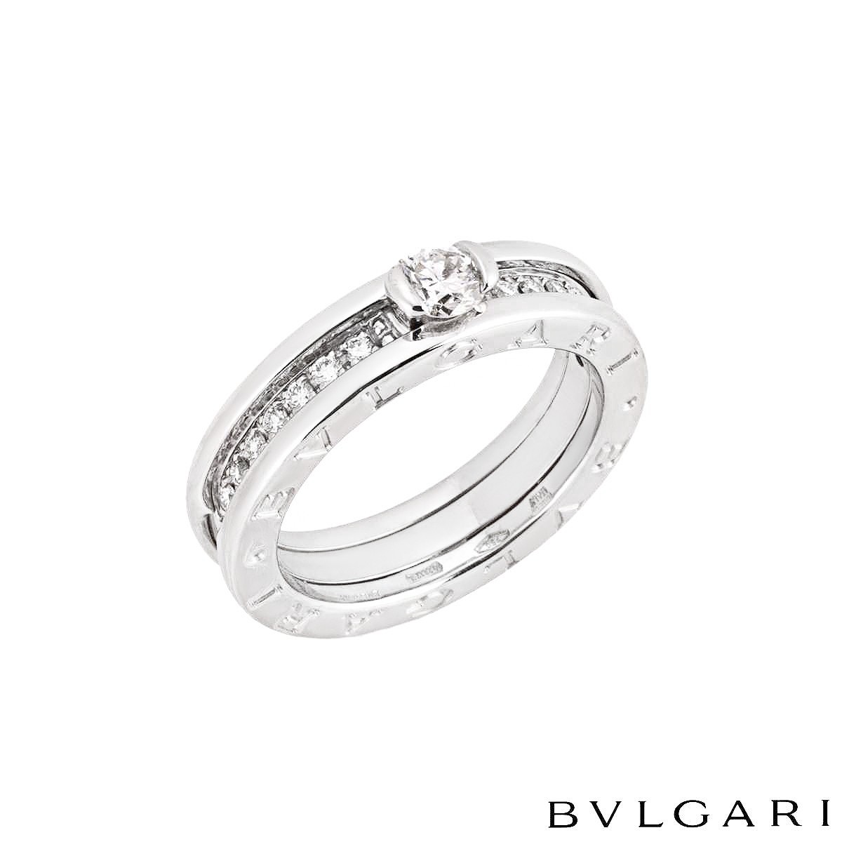 Bvlgari White Gold Diamond B.Zero1 Ring Size 53 0.30ct F/VVS2
