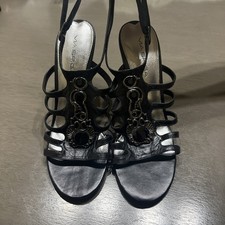 via spiga high heels with gem black leather straps Size 7