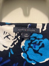 Tommy Hilfiger Navy Floral Dress With Sash Sleeveless Size L