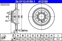 2X Ate 24.0112-0159.1 Bremsscheibe FüR Audi