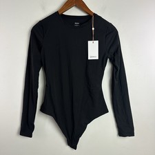 QUINCE Second Skin Square Neck Long Sleeve Bodysuit in Black - Size Medium