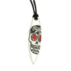 Silver Pendant Surfboard Necklace with Skull Jewellery Silver Surf Skull