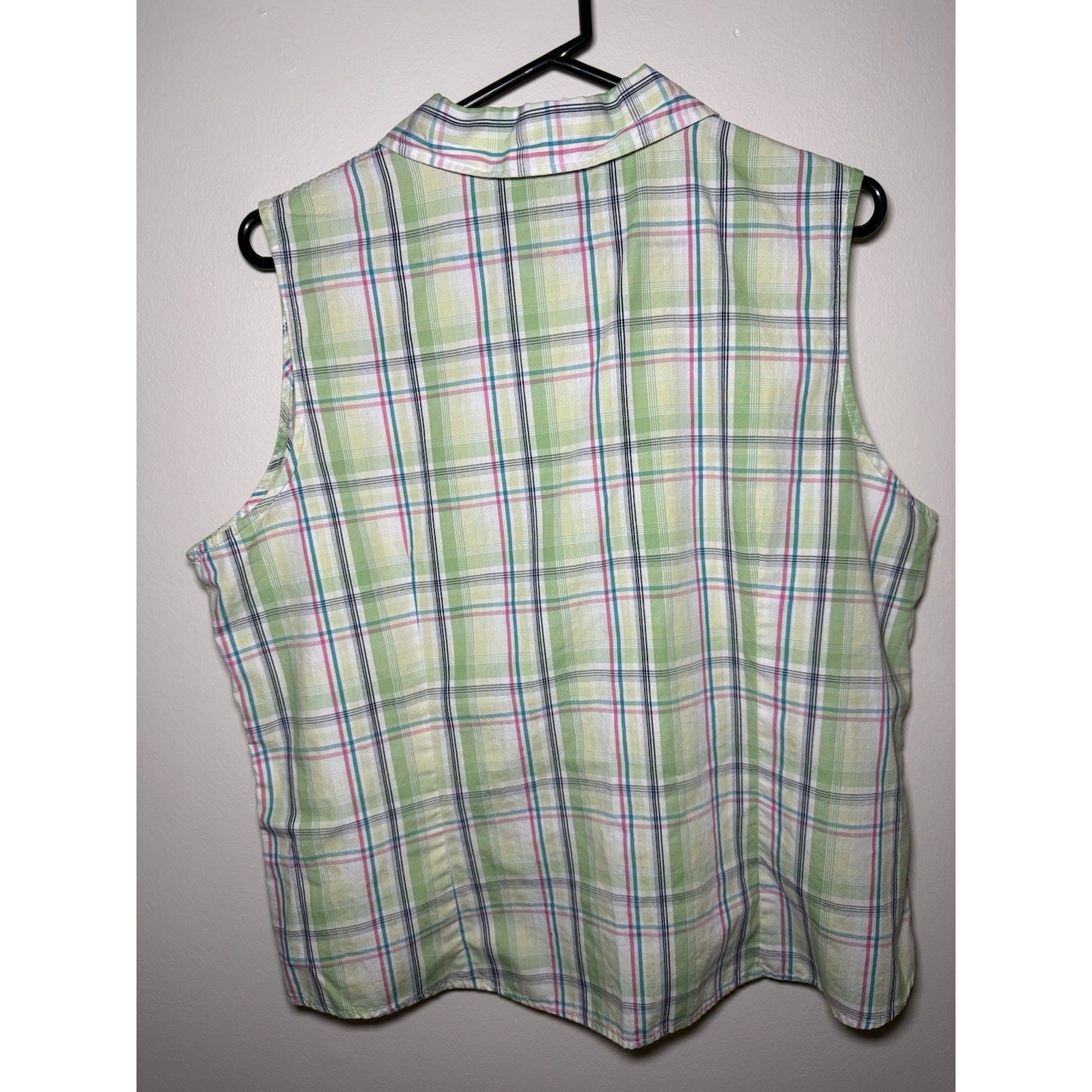 Basic Editions Women's XL Green Plaid Button Down… - image 2