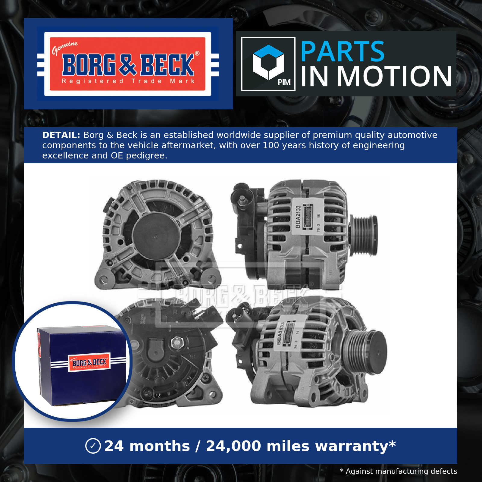 Alternator BBA2133 Borg & Beck 5702A0 5702A1 57054S 5705A1 5705AA Quality New