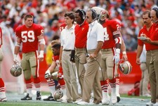 George Seifert Head Coach San Francisco 49ers watches from the sid- Old Photo