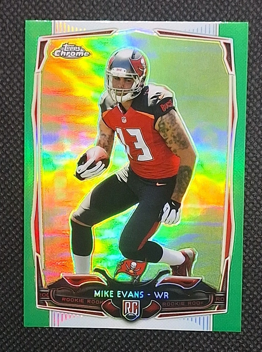 2014 Topps Chrome Mike Evans RC GREEN REFRACTOR Rookie #185 Buccaneers (B) 🏈🔥