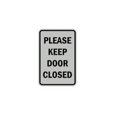 Portrait Round Please Keep Door Closed Sign Adhesive Tape Lt Gray Small