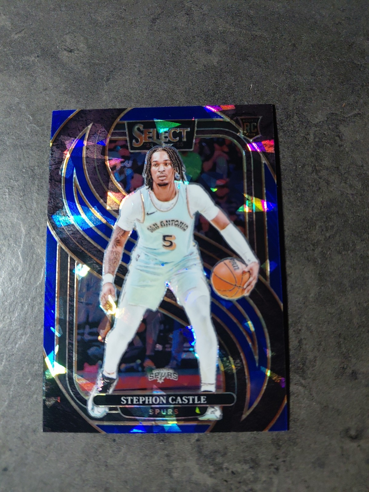 2024-25 Panini Select Premier Level Stephon Castle #175 Blue Cracked Ice Prizm