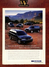 Subaru Vintage Print Ad - Volvo Says All-Wheel Drive Can Save Your Soul