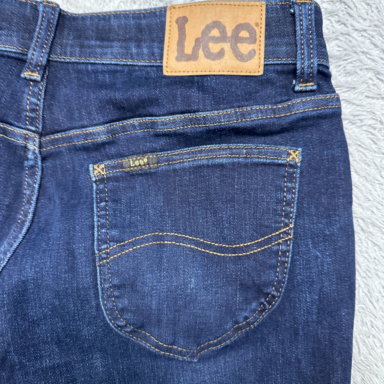Lee Jeans Womens 12 (32x27 Fit) Petites Dark Blue Stretch Excellent image 7