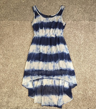 Forever 21 Tie Dye Hi-Lo Tank Dress Size Small Blue White Striped Summer Boho