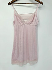 Y2K Victoria's Secret Pink Negligee Lingerie Mini Slip Dress Lace Coquette L