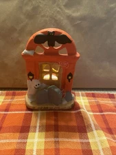 HALLOWEEN HAUNTED FRONT DOOR Tealight House CANDLE HOLDER  ,6”x4” ,PARTYLITE
