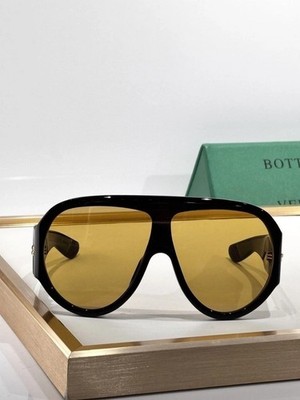 Bottega Veneta Style Oversized Shield Sunglasses Women Luxury Black Yellow UV400