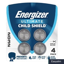 CR2032 3V Lithium Coin Batteries, 4 Pack, Child-Safe Ingestion Protection