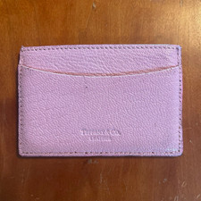 Tiffany  Co. Pink Leather Solid Card Case ID/Document Holder for Women