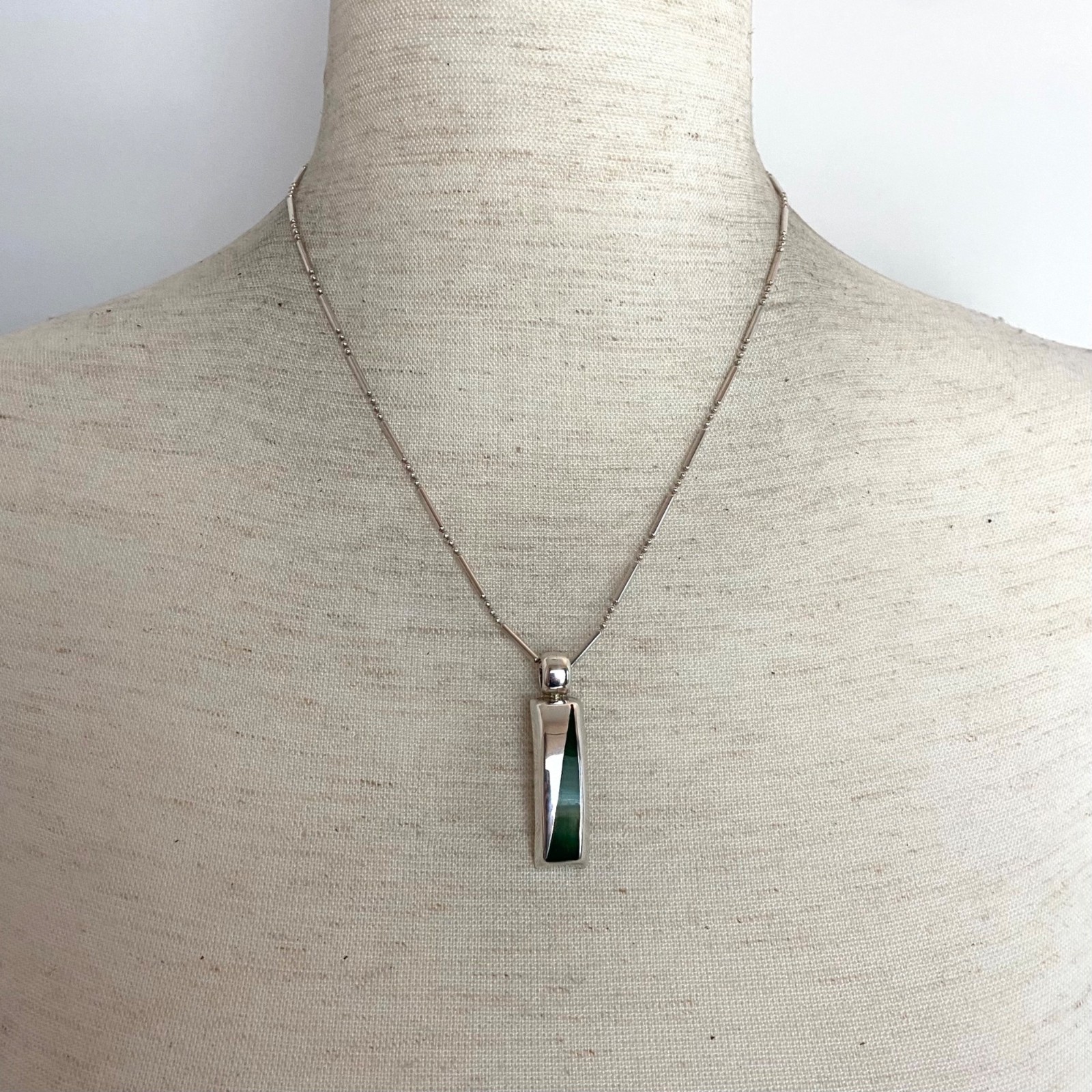 Sterling Silver 925 Rectangular Curved Malachite … - image 2