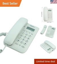 Compact Corded Telephone with Caller ID and Wall Desk Mount Options - White