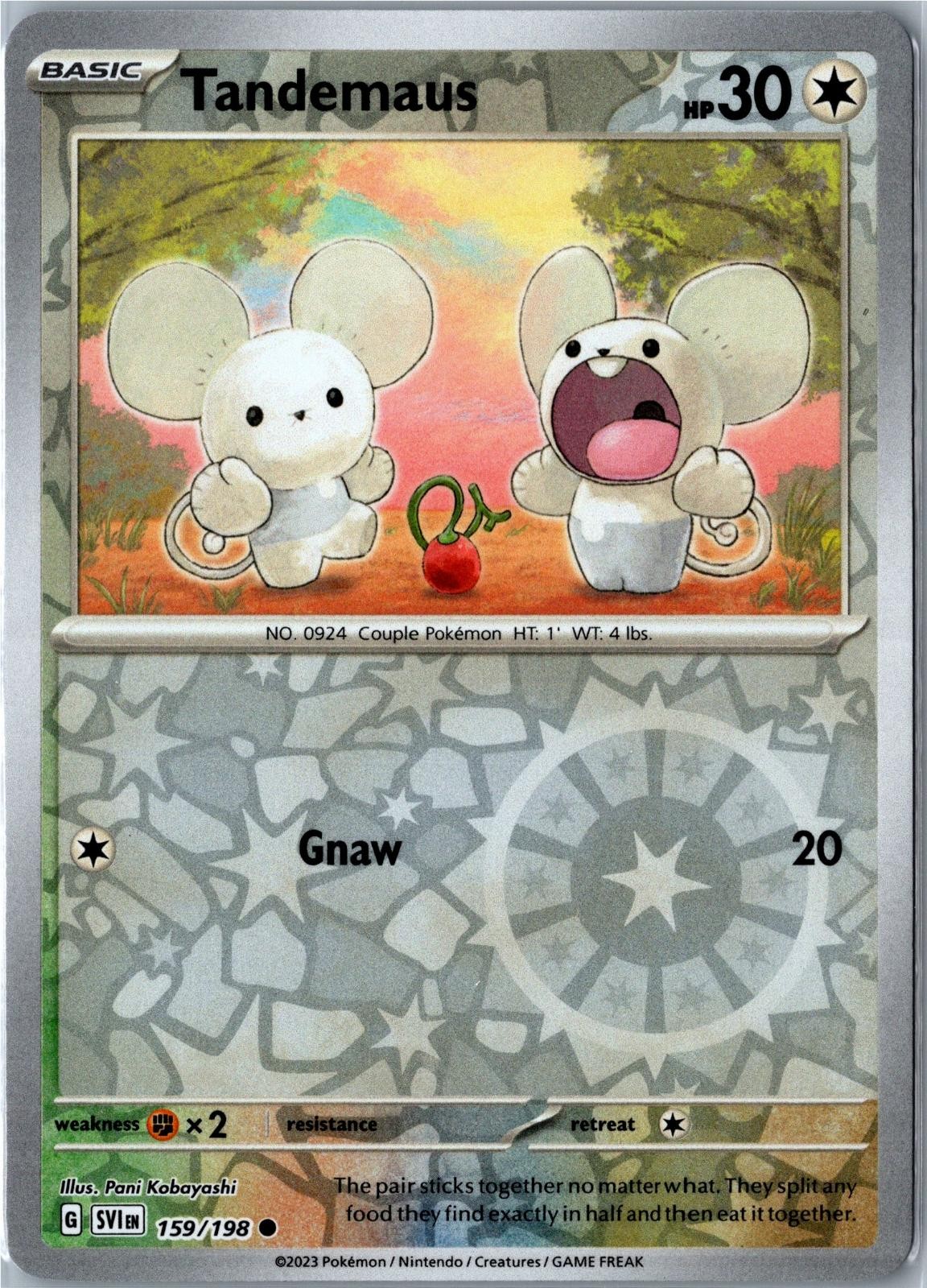 Pokemon Card - Tandemaus Scarlet & Violet 159/198 2023 Common Reverse Holo NM