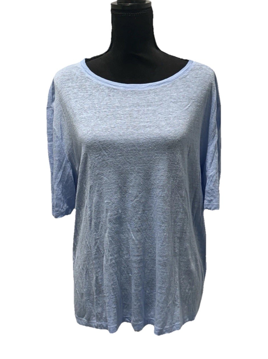 Vince 100% Linen Light Blue Short Sleeve Top Women Size 1XL Scoop Neck Shirt Tee