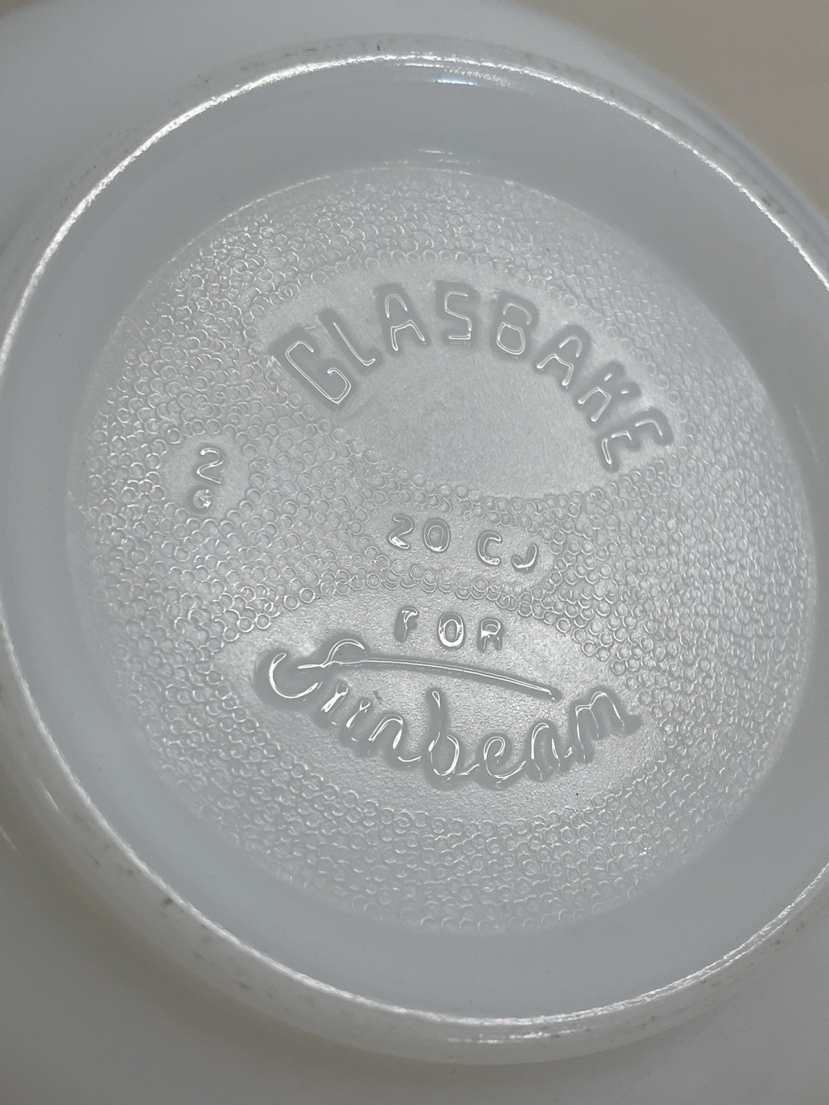 2 Glasbake Bowls Milk Glass CJ-19, CJ-20 for Sunbeam Mixmaster Mixer