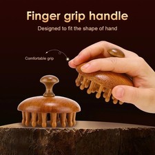 Sandalwood Massage Comb Finger Ring Scalp Massager AntiStatic Wooden Guasha Tool