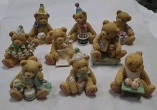 Lot Of 9 Cherished Teddies Birthday Bears Figurines Age 1 2 3 4 5 6 7 8 9 No Box