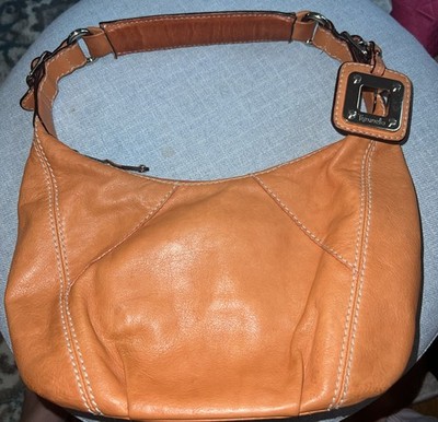 TIGNANELLO Orange Leather Handbag Purse Satchel Bag Shoulder medium