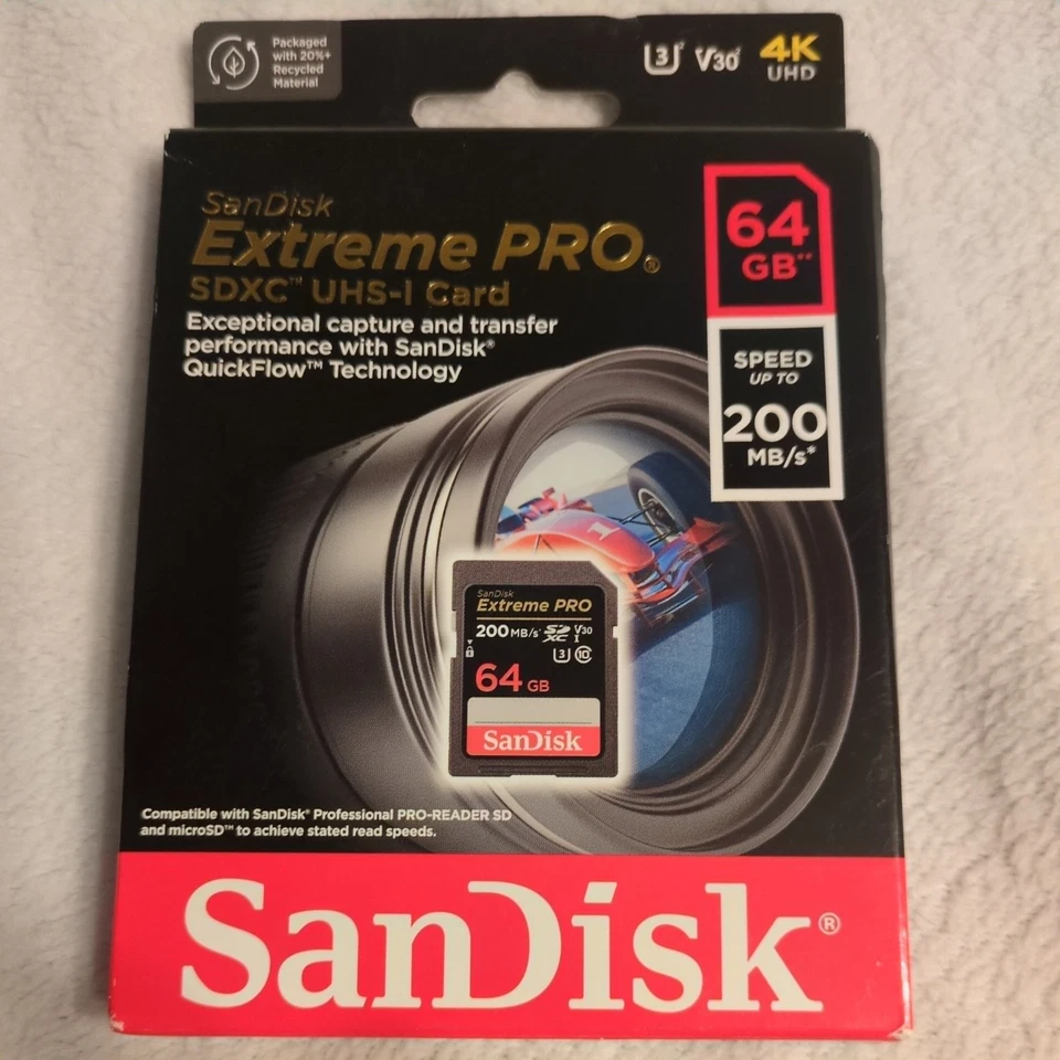 SanDisk 64GB Extreme PRO UHS-I SDXC Memory Card SEALED - Image 2 of 4