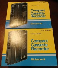 Two Realistic Minisette-19 Cassette Player/Recorder 14-1054A w/Original Box