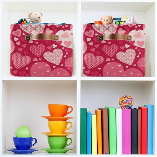 Large Foldable Storage Basket,Happy Valentines Love Heart Storage Valentines#1 - Picture 7 of 8