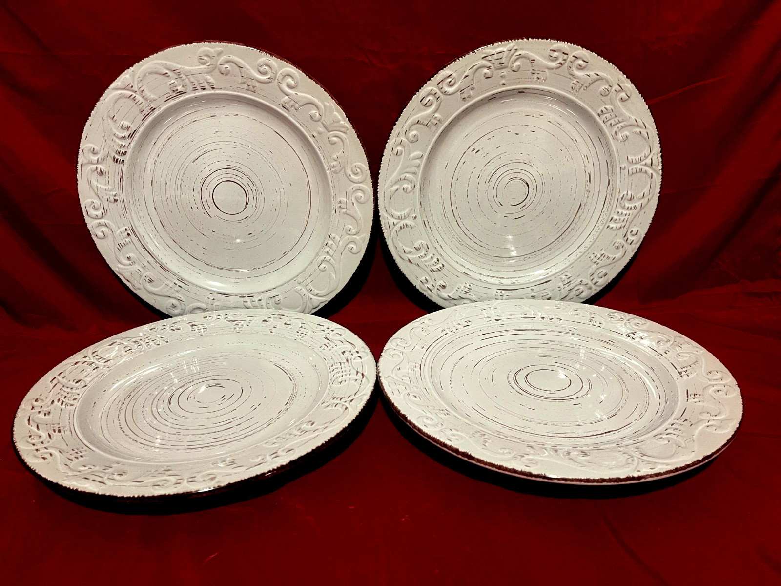 Pfaltzgraff Trellis White Dinner Plates 10 1/4" (Set Of 4)