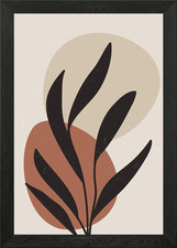 Retro Abstract Boho Leaf Framed Wall Art Poster Canvas Print Picture