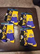 8 Pair L A Lakers Socks Los Angeles Size L 10-13 Mens